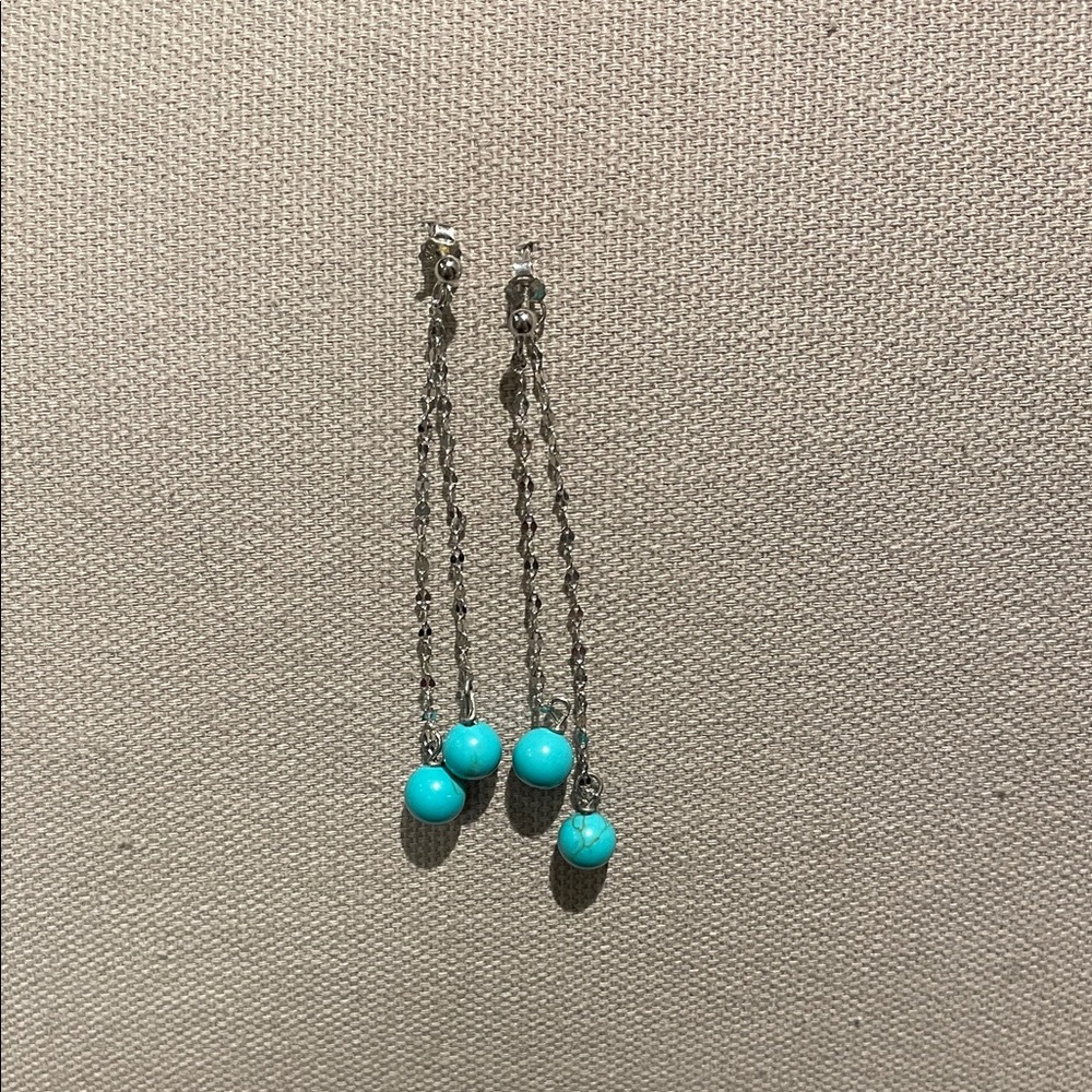 Sterling Silver and Turquoise Drop Earrings